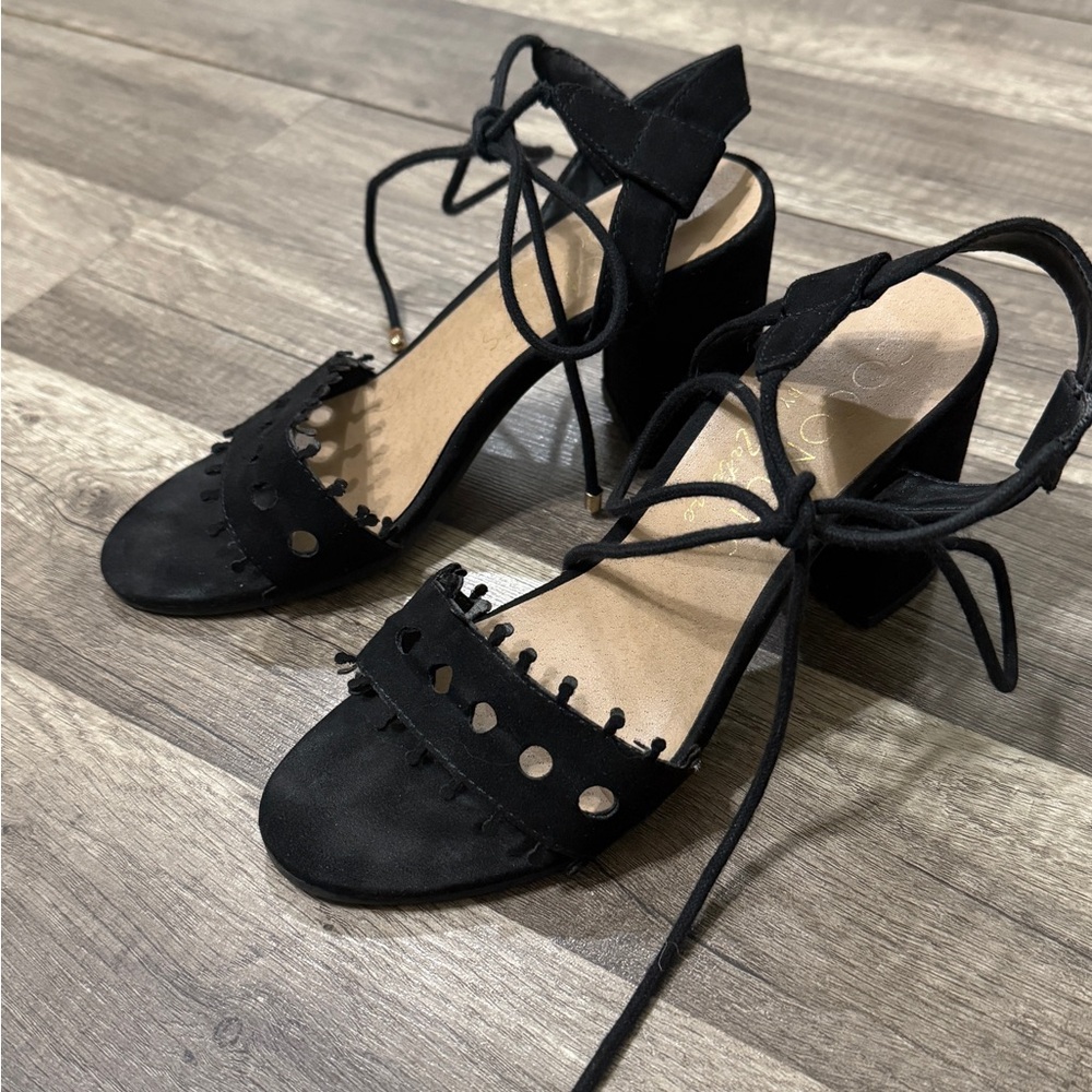 Black Lace-Up Women's Heels